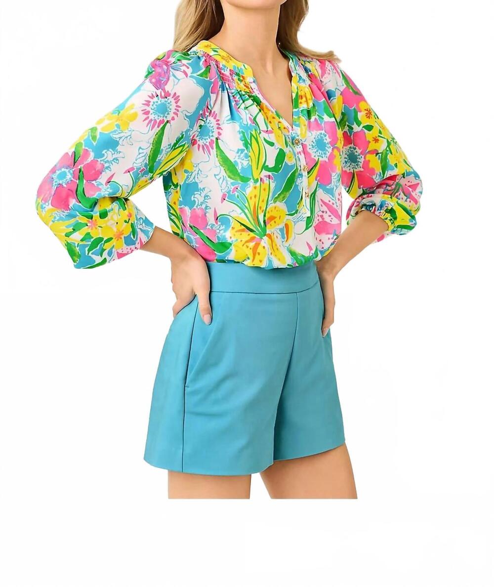 NEW LILLY PULITZER elsa silk top in multi lovely lilly